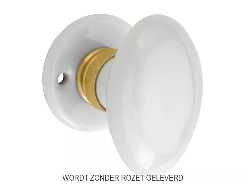 Knopkruk Evelyne Ovaal Wit Porselein en messing 65x42mm