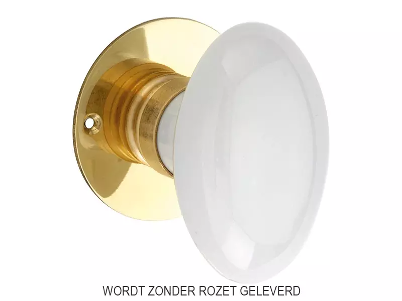 Knopkruk Evelyne Ovaal Wit Porselein en messing 65x42mm