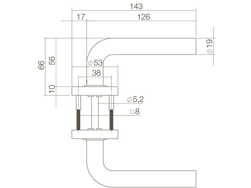 Intersteel Deurkruk Luzern op rozet verdekt 53x10mm rvs getrommeld