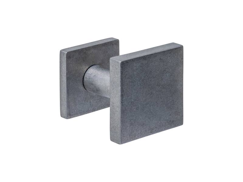 Intersteel Voordeurknop vierkant 64x64mm op achterplaat 54x54mm verkropt eenzijdige montage rvs getrommeld