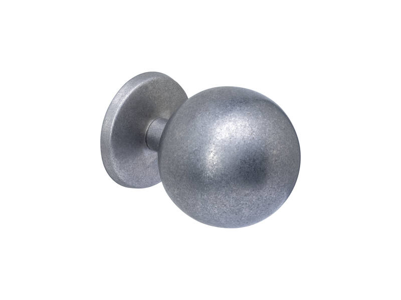 Intersteel Voordeurknop bol 75mm op achterplaat 66mm eenzijdige montage rvs getrommeld