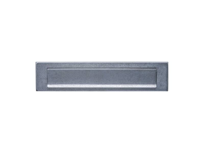 Intersteel Briefplaat rechthoekig 340x75mm met klep/regenrand rvs getrommeld