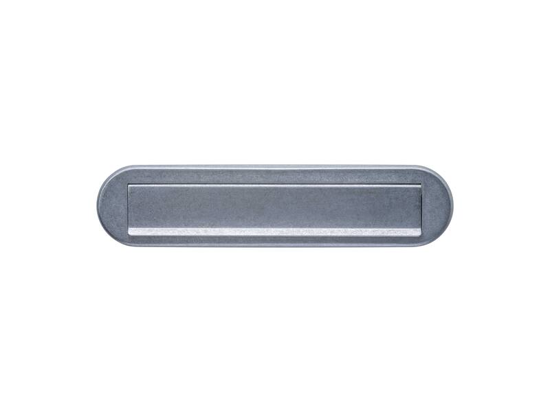 Intersteel Briefplaat ovaal 340x80mm met klep/regenrand rvs getrommeld