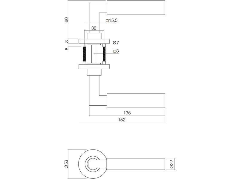Intersteel Deurkruk Bau-Stil op rozet rvs geborsteld