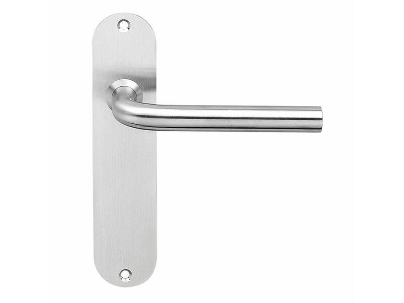 Intersteel Deurkruk Recht 16 mm slank op schild blind rvs geborsteld