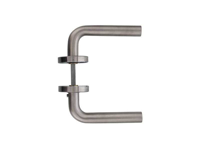 Intersteel Deurkruk Recht geveerd op rozet 53x10 mm met ring rvs geborsteld