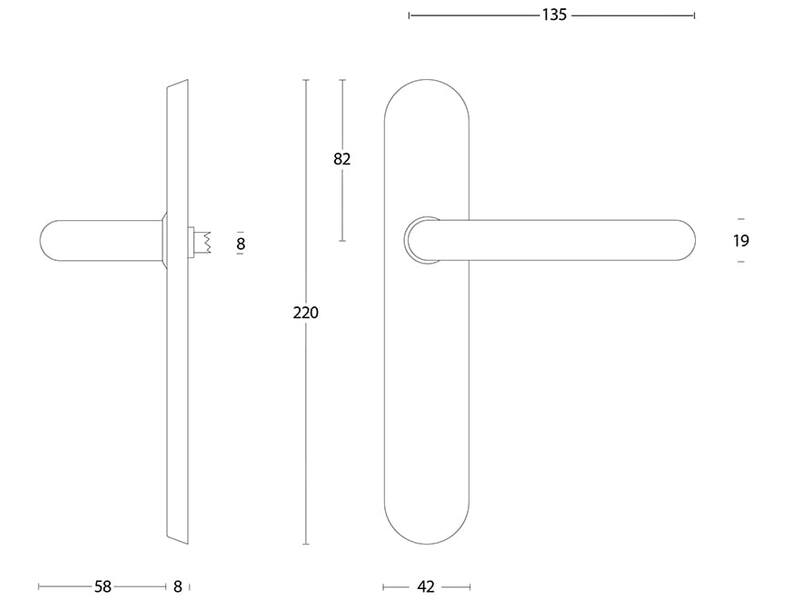 Intersteel Deurkruk Rond op schild blind rvs geborsteld