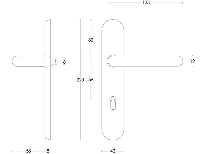 Intersteel Deurkruk Rond op schild sleutelgat 56 mm rvs geborsteld