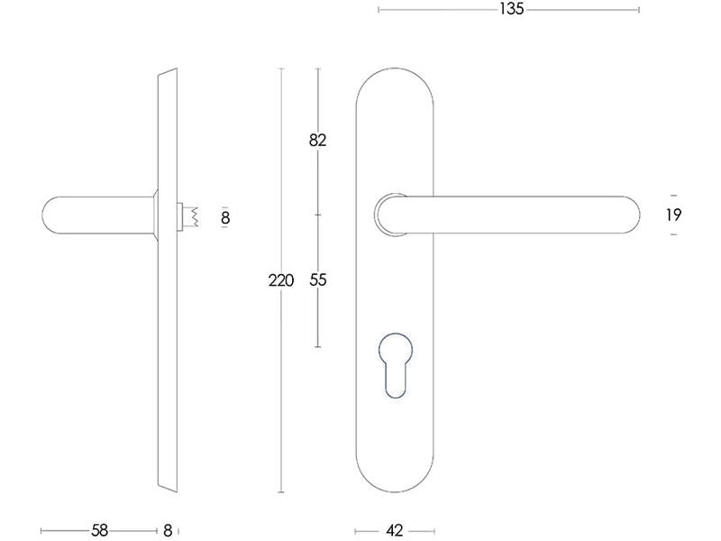 Intersteel Deurkruk Rond op schild profielcilindergat 55 mm rvs geborsteld