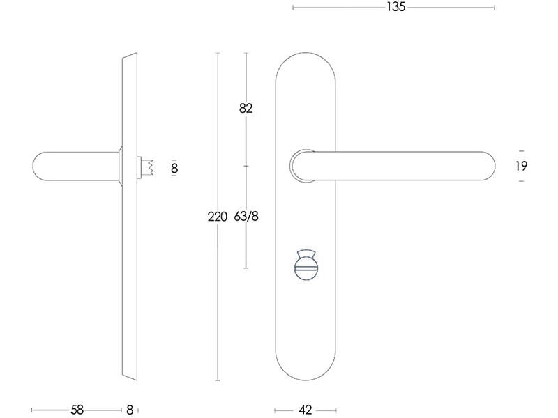 Intersteel Deurkruk Rond op schild toilet-/badkamersluiting 63 mm rvs geborsteld