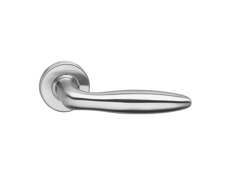 Intersteel Deurkruk Jupiter geveerd op rozet 53x10 met ring rvs geborsteld