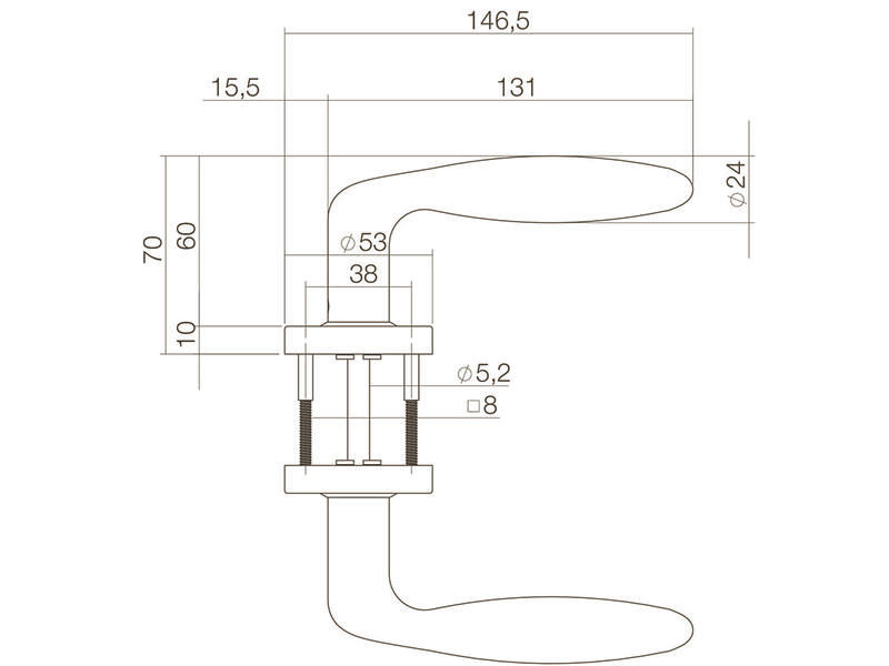 Intersteel Deurkruk Jupiter geveerd op rozet 53x10 met ring rvs geborsteld