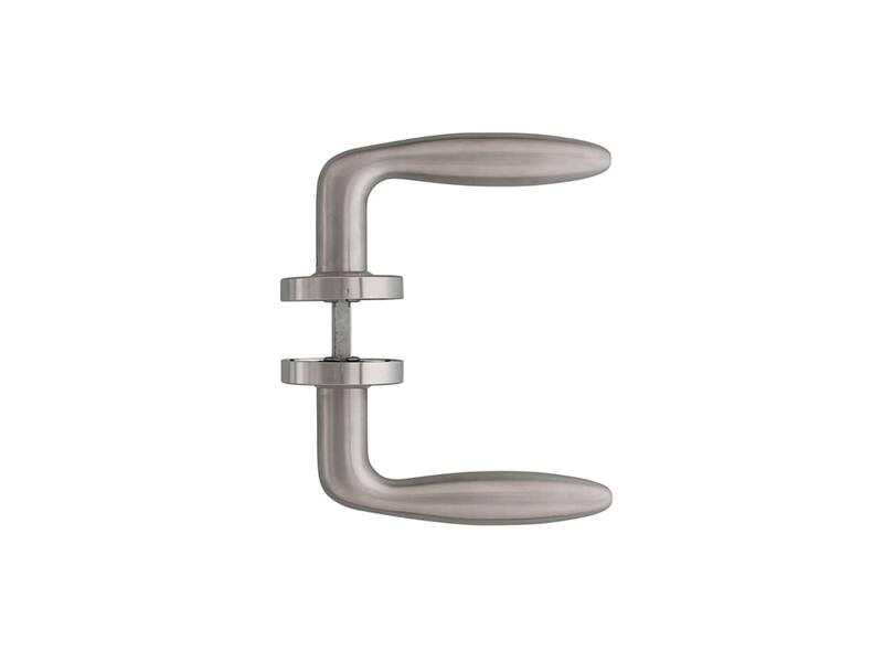 Intersteel Deurkruk Jupiter geveerd op rozet 53x10 met ring rvs geborsteld