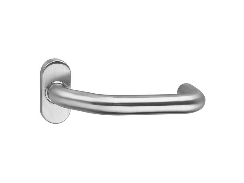 Intersteel Deurkruk Verkropt op ovaal rozet met ring rvs geborsteld
