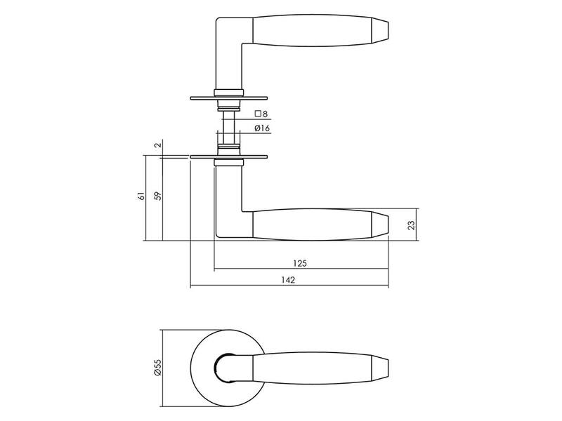 Intersteel Deurkruk Combinatie met zelfklevend rozet 55x2 mm rvs geborsteld