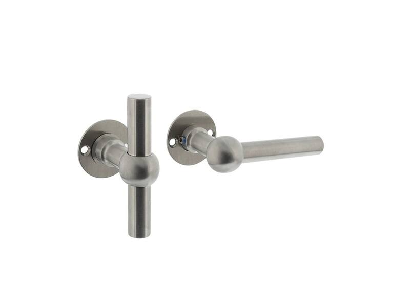 Intersteel Deurkruk L/T Bol met ronde rozet 42x2 mm rvs geborsteld