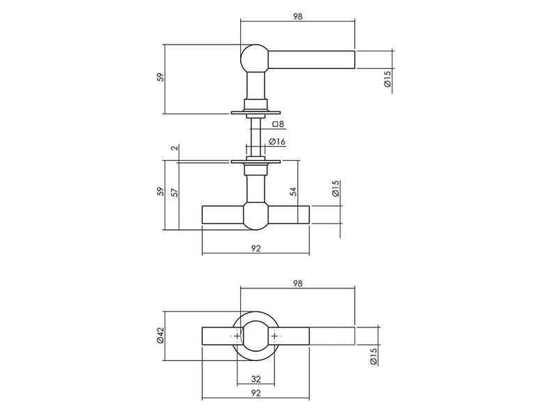 Intersteel Deurkruk L/T Bol met ronde rozet 42x2 mm rvs geborsteld