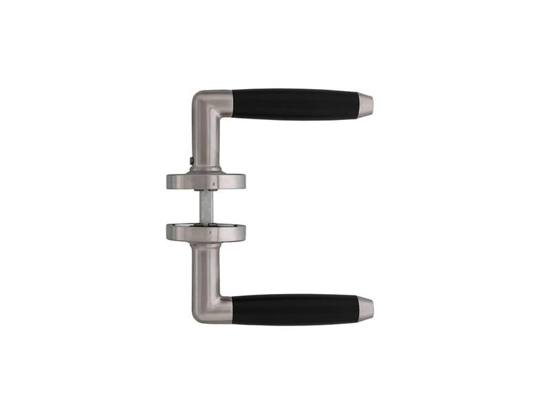 Intersteel Deurkruk Combi geveerd op rozet 52x10 met ring rvs geborsteld