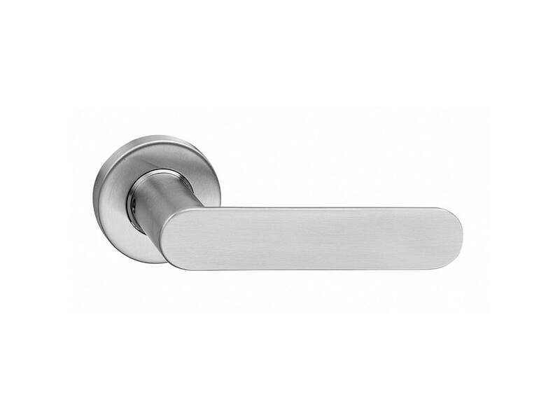 Intersteel Deurkruk Massief strak-elegant geveerd op rozet 53x10 met ring rvs geborsteld