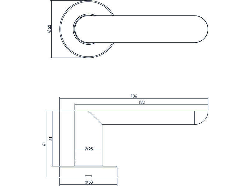 Intersteel Deurkruk Massief strak-elegant geveerd op rozet 53x10 met ring rvs geborsteld