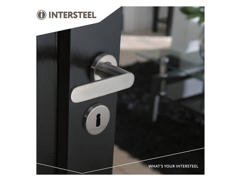 Intersteel Deurkruk Massief strak-elegant geveerd op rozet 53x10 met ring rvs geborsteld
