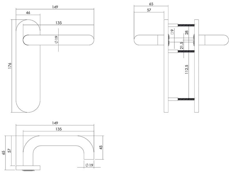 Intersteel Deurkruk Rond brandvertragend 9mm op kortschild blind rvs