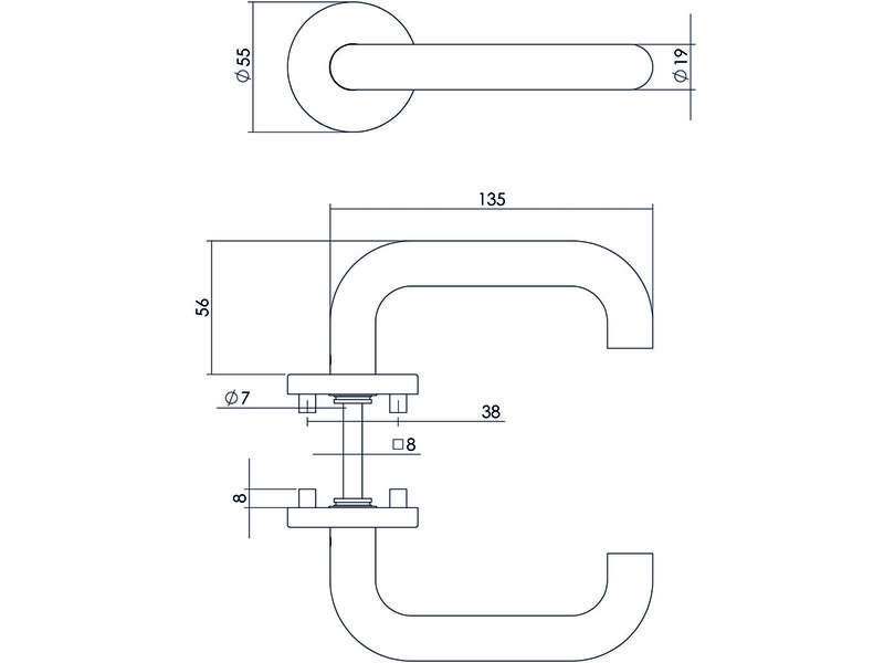 Intersteel Deurkruk Rond op rozet rvs geborsteld