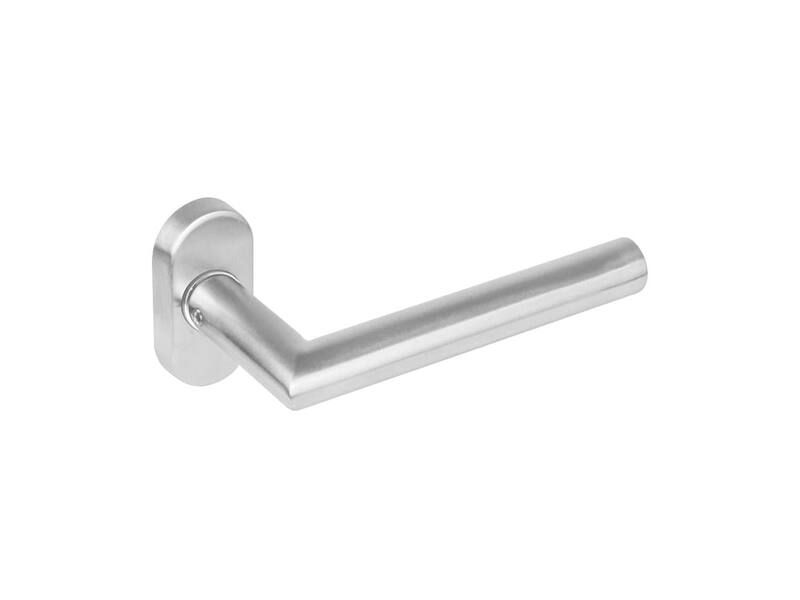 Intersteel Deurkruk Hoek 90° op ovaal rozet rvs geborsteld