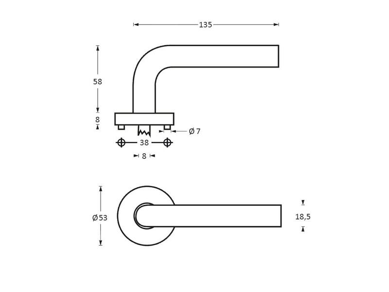 Intersteel Deurkruk Rond op rozet met 7 mm nok rvs geborsteld