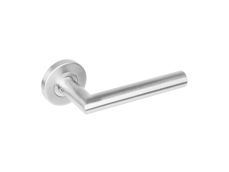 Intersteel Deurkruk Hoek 90° op rozet met 7 mm nok rvs geborsteld