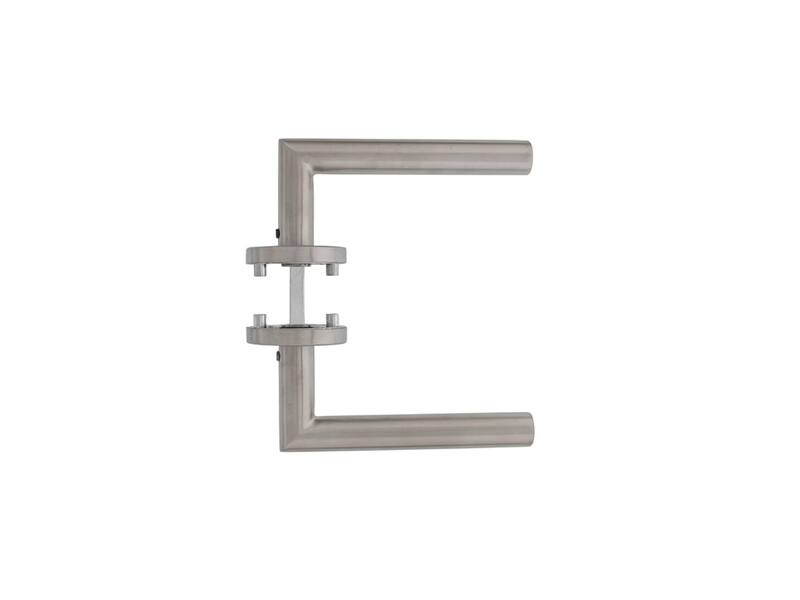 Intersteel Deurkruk Hoek 90° op rozet met 7 mm nok rvs geborsteld
