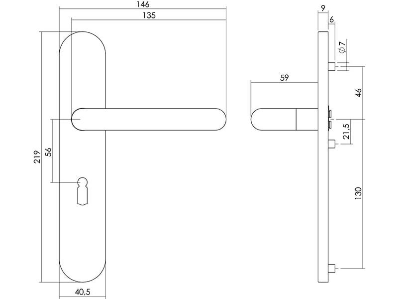 Intersteel Deurkruk Rond op op schild sleutelgat 56 mm rvs geborsteld
