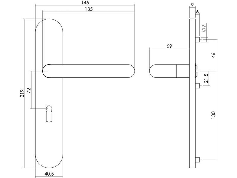 Intersteel Deurkruk Rond op schild sleutelgat 72 mm rvs geborsteld