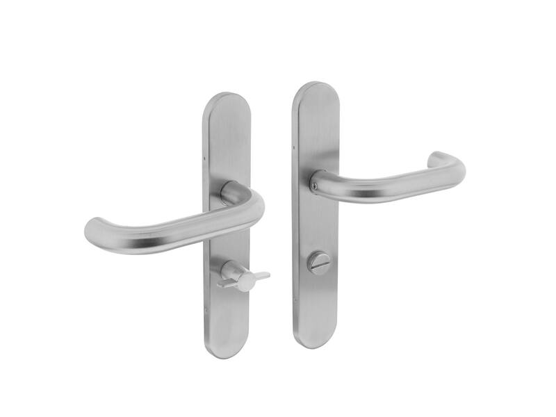 Intersteel Deurkruk Rond op langschild toilet-/badkamersluiting 63 mm rvs geborsteld