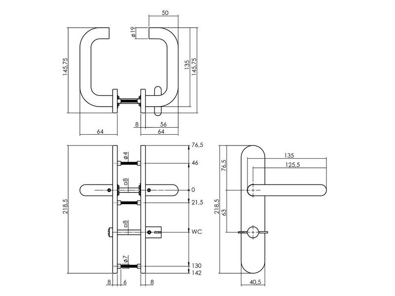Intersteel Deurkruk Rond op langschild toilet-/badkamersluiting 63 mm rvs geborsteld