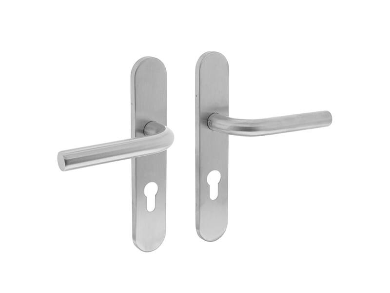 Intersteel Deurkruk Recht op schild profielcilindergat 72 mm rvs geborsteld