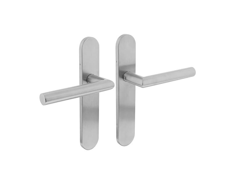 Intersteel Deurkruk Hoek 90° op op schild blind rvs geborsteld