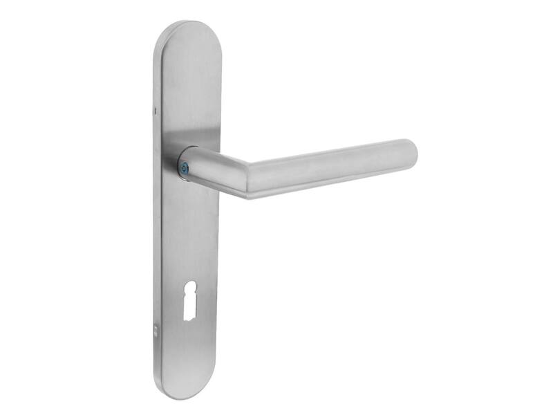 Intersteel Deurkruk Hoek 90° op op schild sleutelgat 72 mm rvs geborsteld