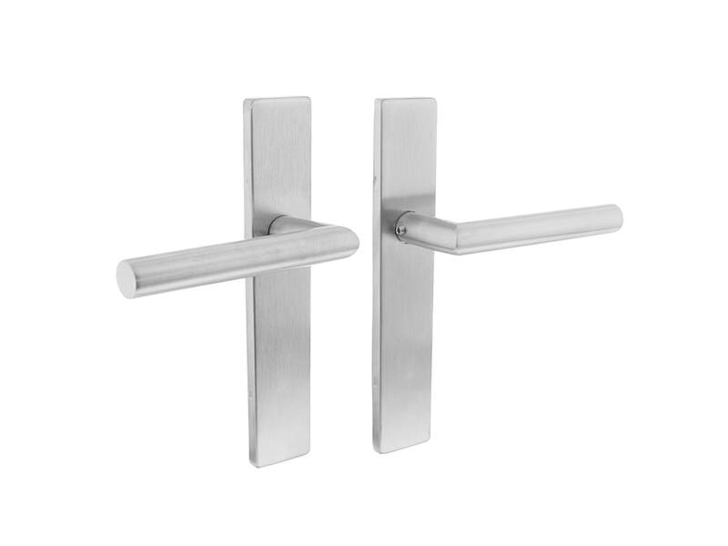 Intersteel Deurkruk Hoek 90° op rechthoekig schild blind rvs geborsteld