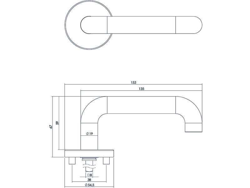 Intersteel Deurkruk Rond op rozet EN1906/4 rvs geborsteld