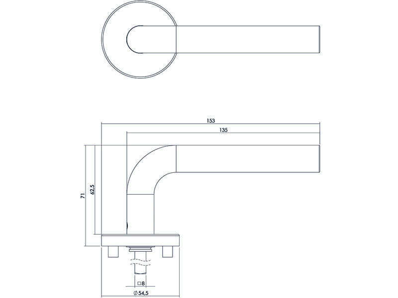 Intersteel Deurkruk Recht op rozet EN1906/4 rvs geborsteld