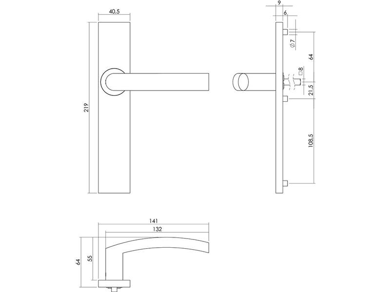 Intersteel Deurkruk Blok op rechthoekig schild blind rvs geborsteld