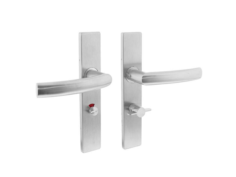Intersteel Deurkruk Blok op rechthoekig schild toilet-/badkamersluiting 63 mm rvs geborsteld