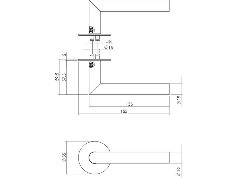 Intersteel Deurkruk Jura met zelfklevend rozet rvs