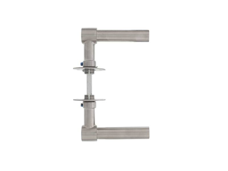 Intersteel Deurkruk L/L-model met rozet 2 mm rvs geborsteld