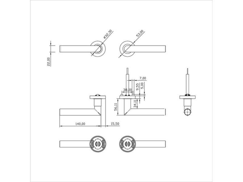 Intersteel Deurkruk Sicura rond 22mm met blokkeer mechanisme op rozet verdekt 53x10mm met nokken rvs