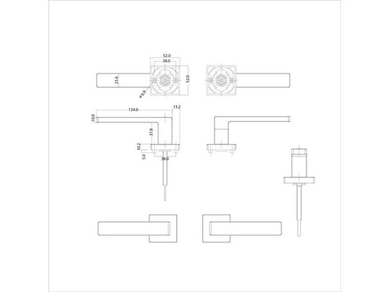 Intersteel Deurkruk Cunera met blokkeer mechanisme op rozet verdekt 52x52x10mm met nokken rvs