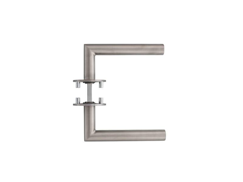Intersteel Deurkruk Hoek 90° op rond magneet rozet rvs geborsteld