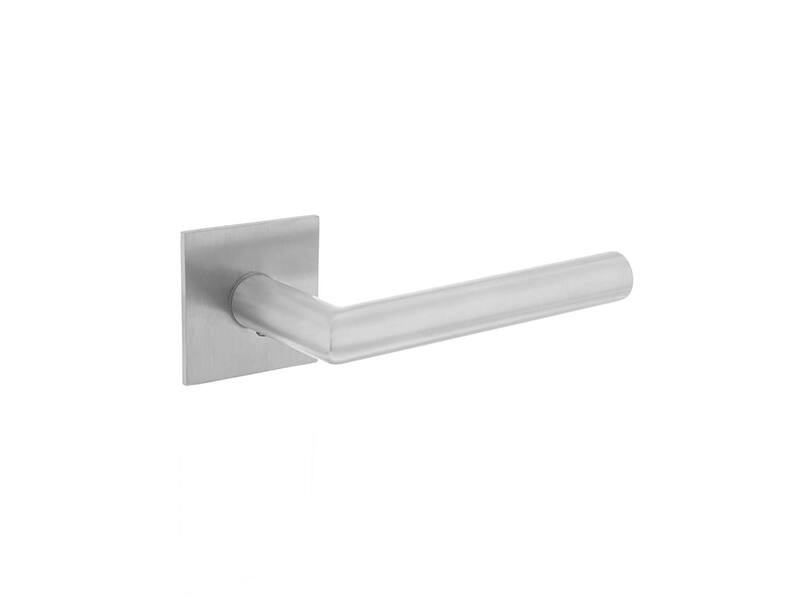 Intersteel Deurkruk Hoek 90° op vierkant magneet rozet rvs geborsteld
