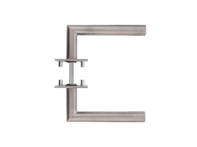 Intersteel Deurkruk Hoek 90° op vierkant magneet rozet rvs geborsteld